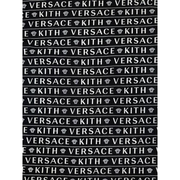 KITH x Versace Black White Monogram Logo Cotton Short Sleeve T-Shirt Medium M - Picture 7 of 10